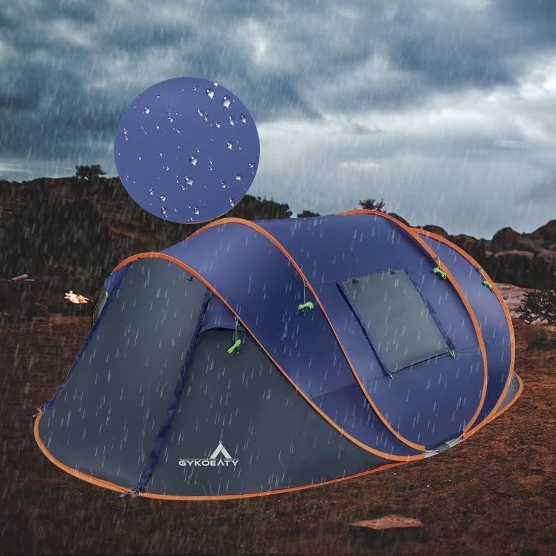 thumbnail image 2 of AYAMAYA 4-Person Dome Camping Tent – Waterproof Double Layer, Sun Canopy, 2 Doors, Fiberglass Poles, Blue 2 of 4