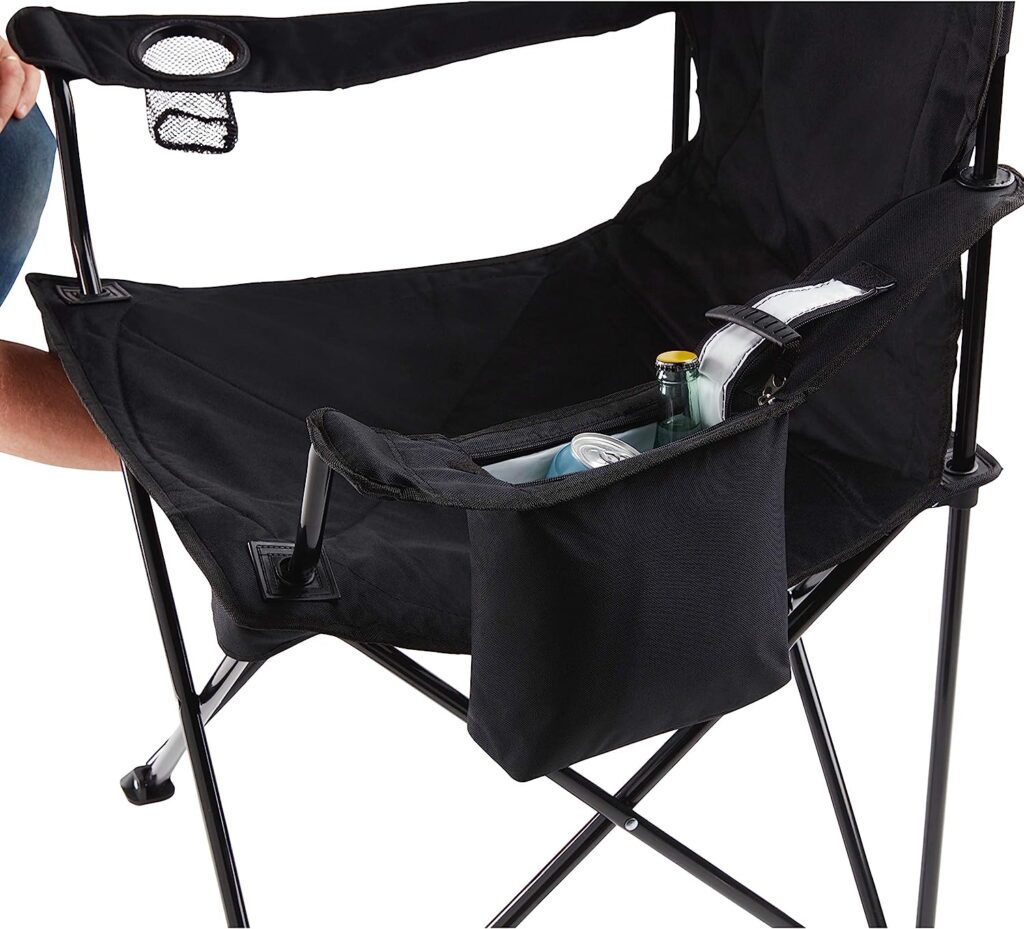 Coleman Portable Camping Chair with 4-Can Cooler, Fully Cushioned Seat and Back with Side Pocket and Cup Holder, Carry Bag Included, Collapsible Chair for Camping, Tailgates, Beach, and Sports