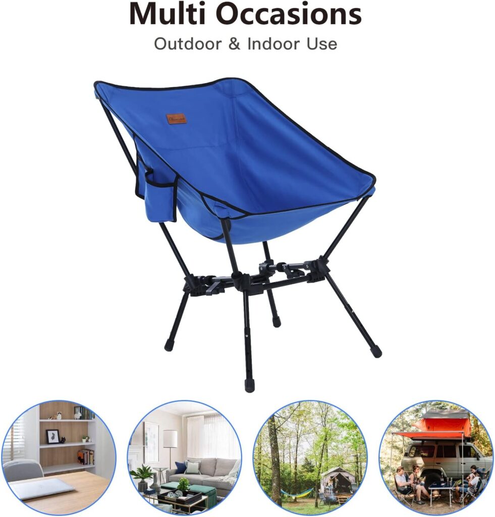 MOON LENCE Adjustable Camping Chair for Adults, Heavy Duty for Heavy People, Lightweight Compact Portable Folding Chair Lawn Chair Beach Chair