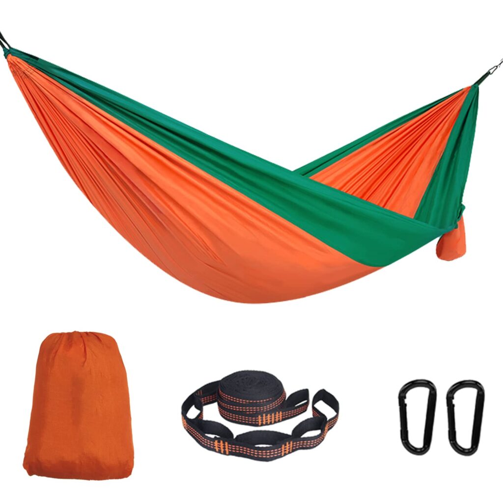 OOOPSWAVER Camping Hammock, Tree Hammock, Portable Hammock, Backyard Hammock, Lightweight Nylon Parachute Material Can Support Double Person Weight, for Camping Backpacking Travel Hiking Backyard