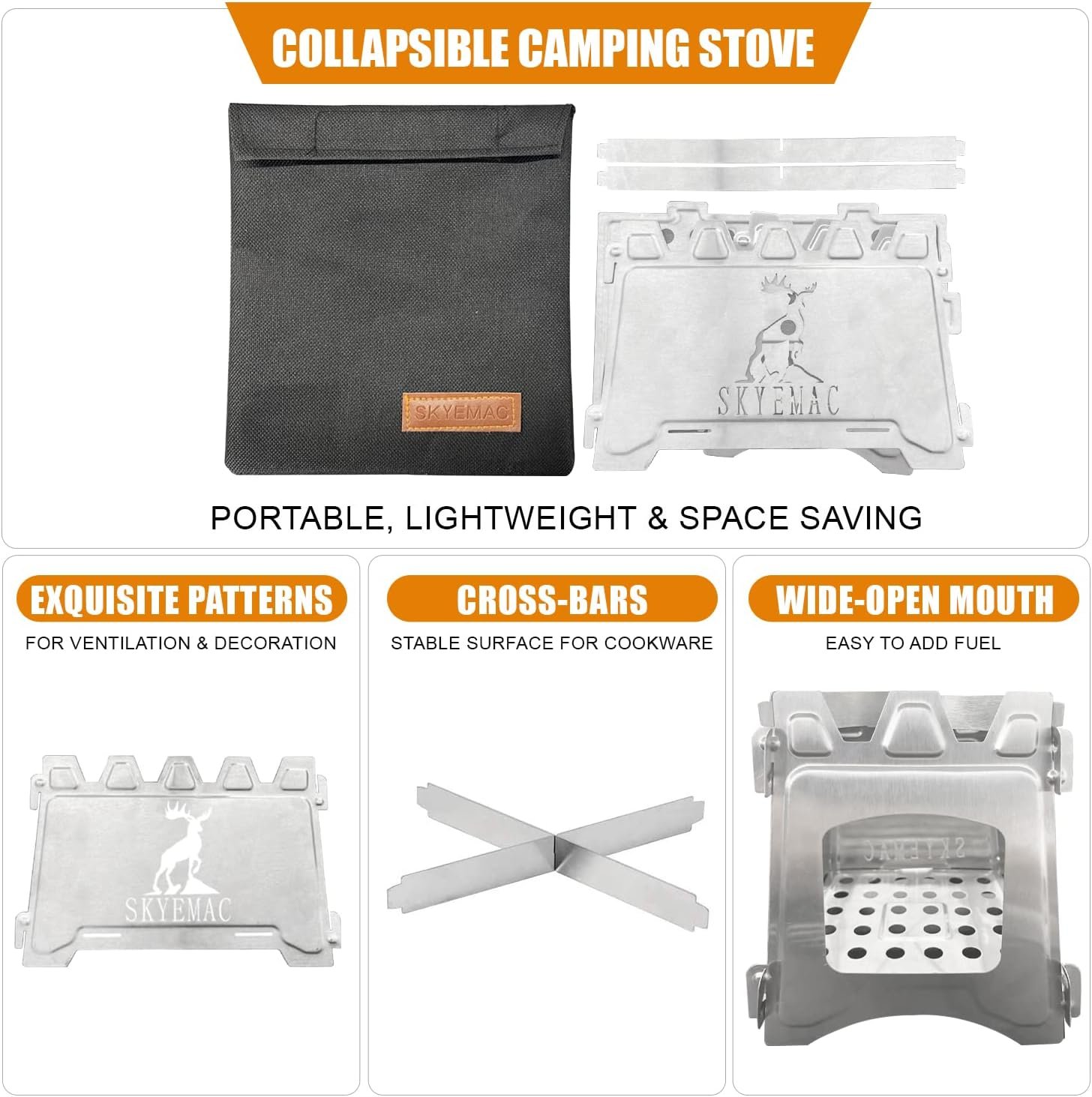 thumbnail image 2 of Portable Cat Iron Camping Wood Burning Tove Oven For Cooking In Tent 2 of 13