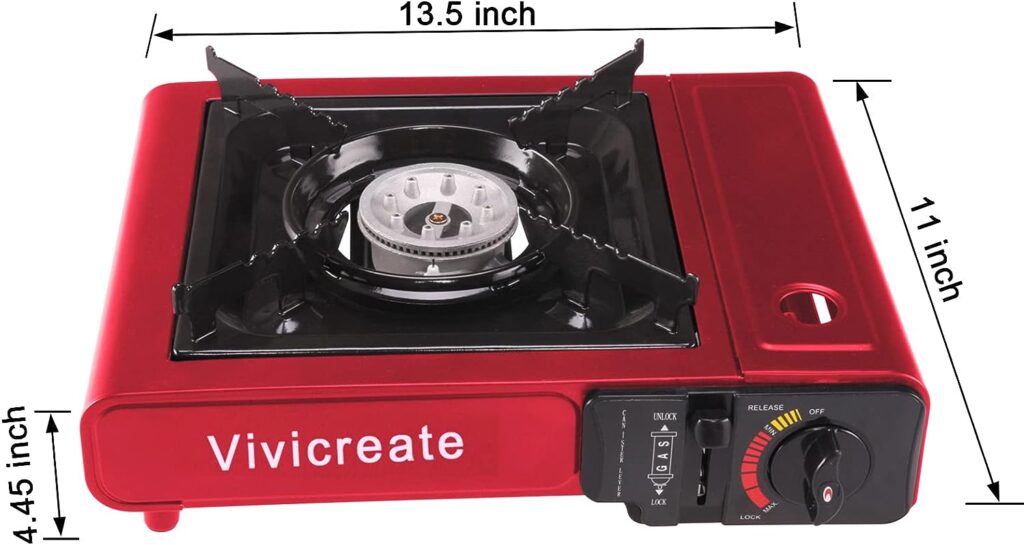 Vivicreate 8500 BTU Portable Stove, Camping Stove, Butane Stove,Butane Burner, Outdoor stove (Red)